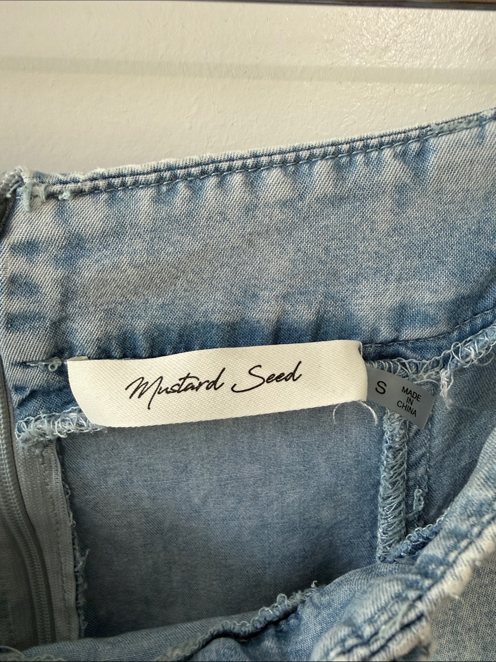 Mustard Seed Light Wash Denim A-Line Maxi Skirt - Picture 3 of 4